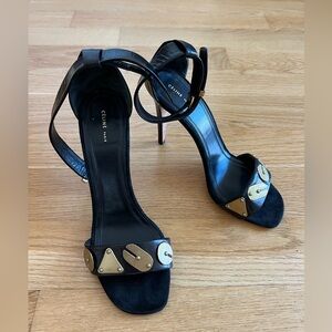 Celine Black Leather Heel Sandals - Size 39.5 / US 9.5